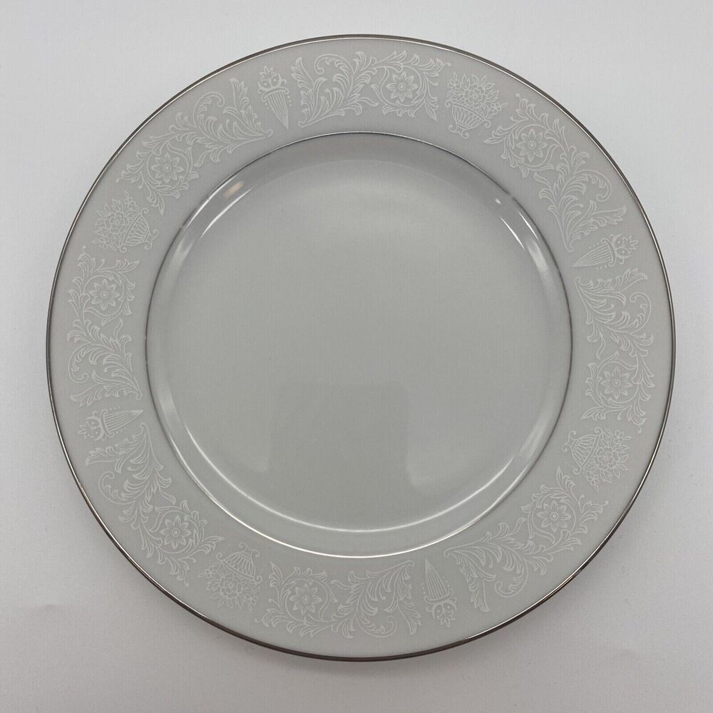 4 Vtg Crown Victoria Fine China Lovelace 6 1/2" Small Bread Plates Silver Trim